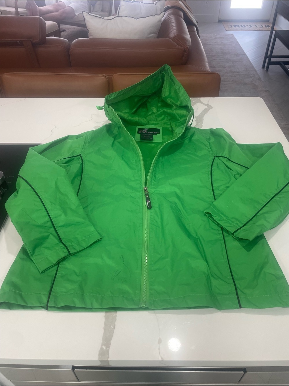 Green Hooded Windbreaker Jacket